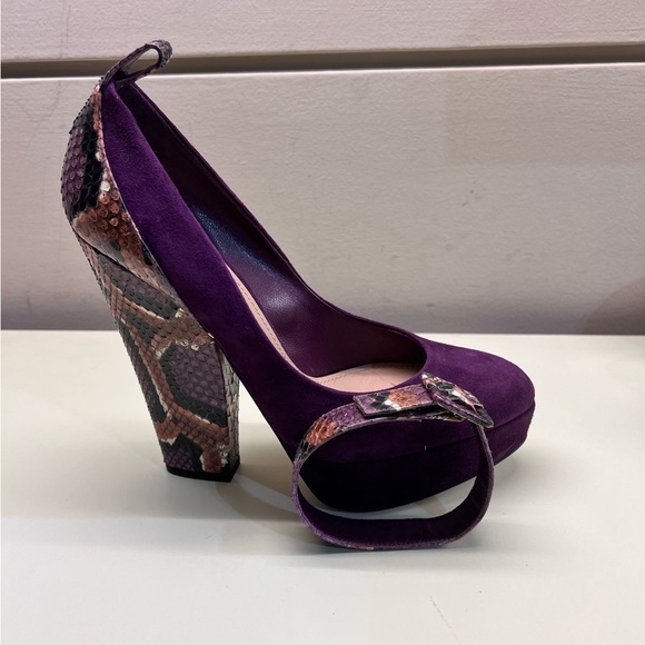MADE IN ITALY SEBASTIAN Purple Snakeskin Women's Heels real python leather - Picture 9 of 14